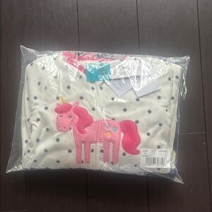 NWT Absorba Kids Unicorn Pajama Set zipper footie sleepers  - Pink &White 4T